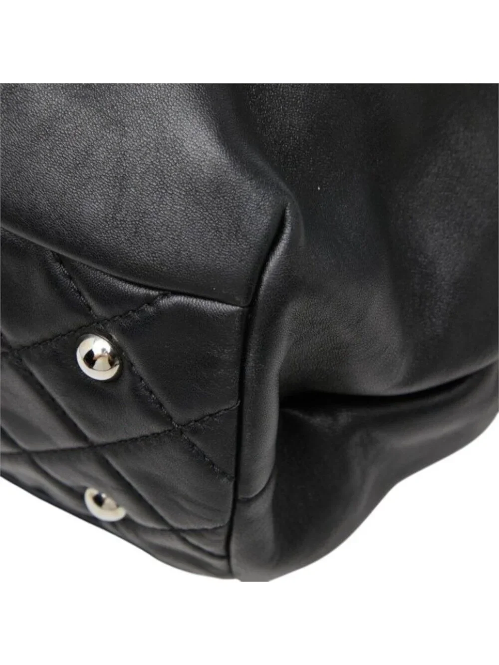 Chanel CC Logo Handbag Chain Tote Black Lambskin